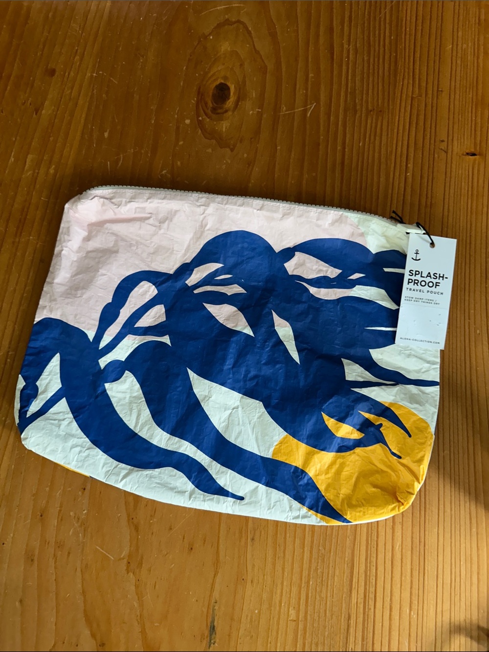 Aloha Splash-Proof Travel Pouch with Blue Wave Print